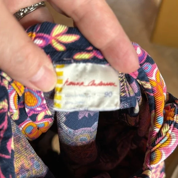 Vintage Hanna Andersson Floral Corduroy Dress Balloon Hem Tie Waist Size 2T (90) - Picture 9 of 9